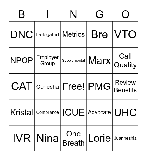 Team Cat Bingo Card