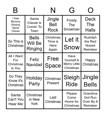 Holiday Round Bingo Card