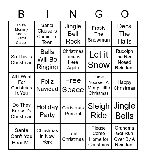 Holiday Round Bingo Card