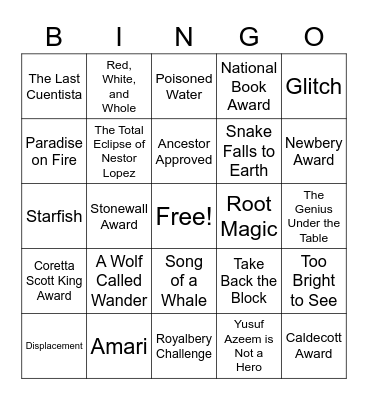 Royalbery Books Bingo Card