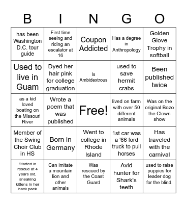 RPOF WHO? Bingo Card