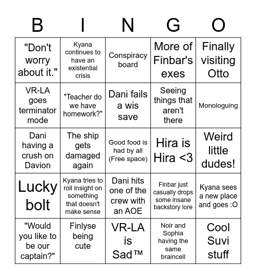 Rolling With Difficulty s3 ep1 Bingo Card