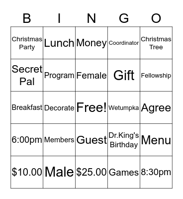 Birthday Club Bingo Card