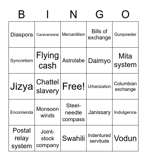 WHAP Midterm BINGO Card