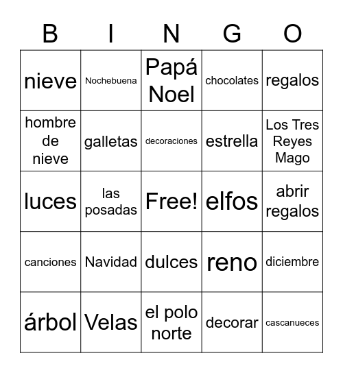 Feliz Navidad Bingo Card