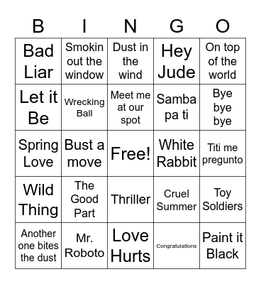 Flex Test Bingo Card