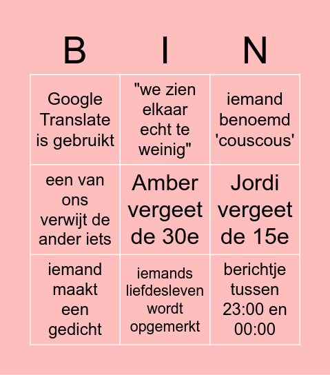 AM & JOR 2023 BINGO Card