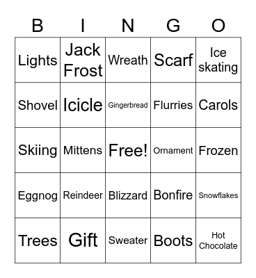 Holiday Bingo Card
