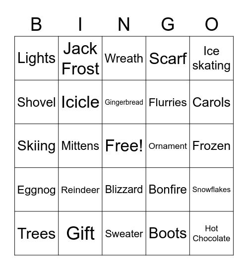 Holiday Bingo Card