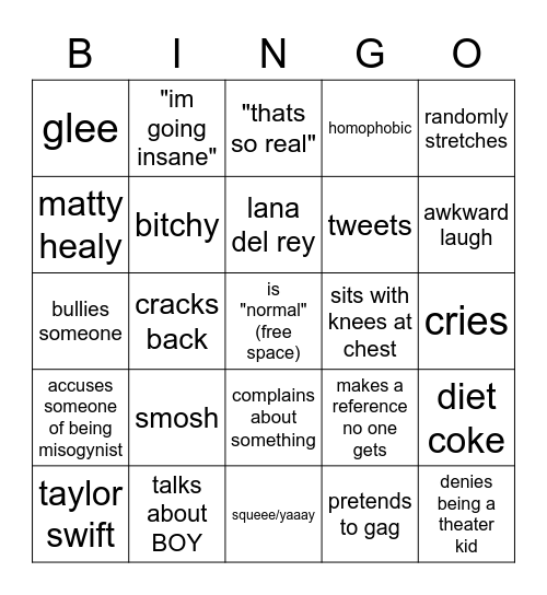 Ruby being normal bingo Card