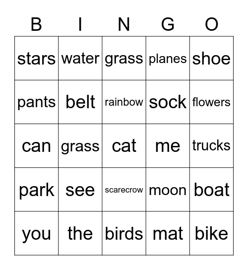 SIPPS Beginning Bingo Card