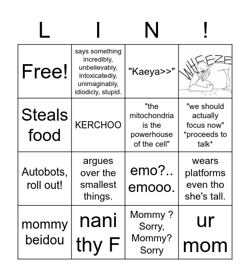 Lin bingo Card