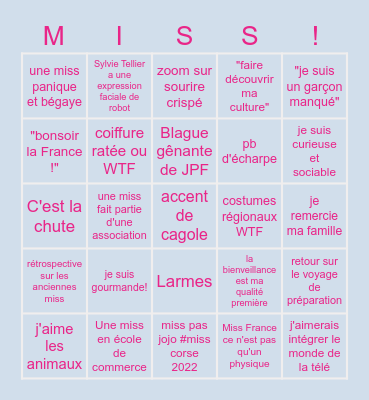 Miss France 2023! Bingo Card