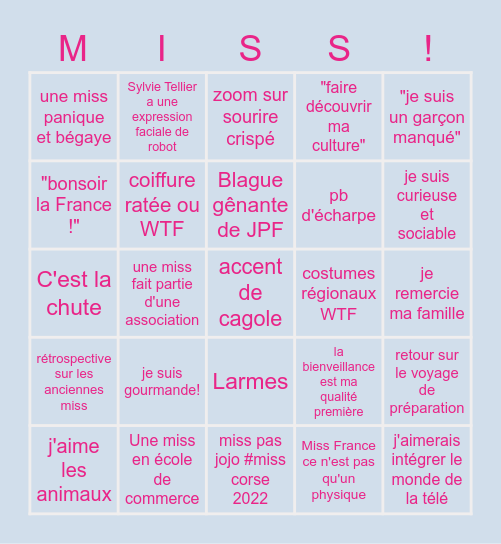 Miss France 2023! Bingo Card