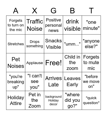 GBT Bingo Card
