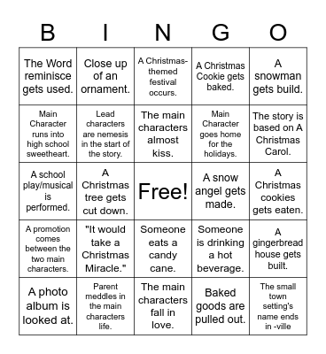 Hallmark Christmas Movie Bingo Card