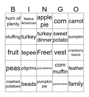 Thanksgiving Bingo Card