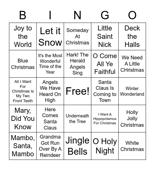 Christmas Glow Bingo Card