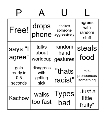 Paulina bingo Card