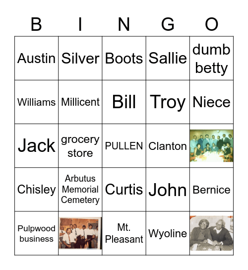 PULLEN FAMILY BINGO Card