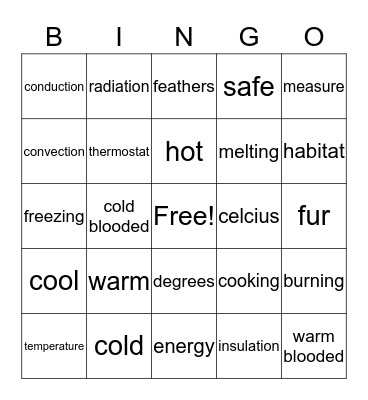 Hot and Cold Bingo Card