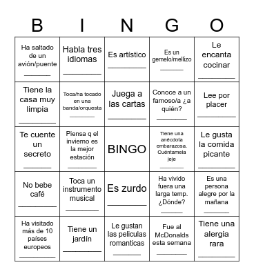 LOTERIA!!!!   Encuentra a alguien que..... Bingo Card