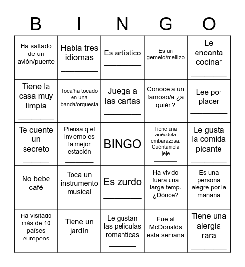 LOTERIA!!!!   Encuentra a alguien que..... Bingo Card