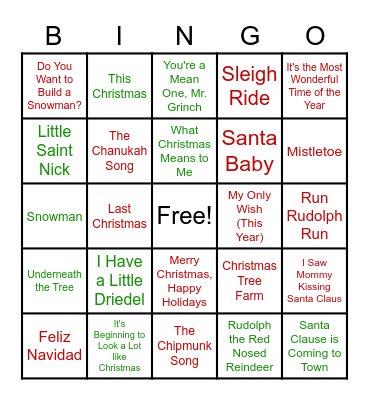 Holiday Bingo Card