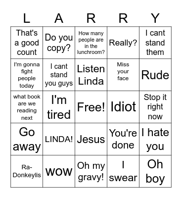 Merry Larry Bingo Card