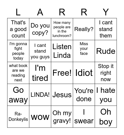 Merry Larry Bingo Card