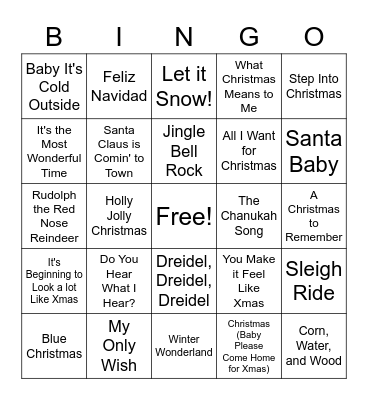 T & L Holiday Bingo Card