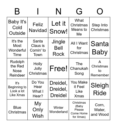 T & L Holiday Bingo Card