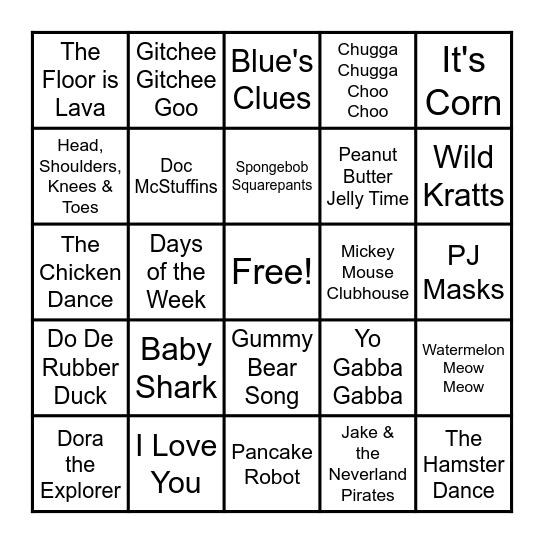 Songs You Probably Wish You Could Forget...But Never Will Bingo Card