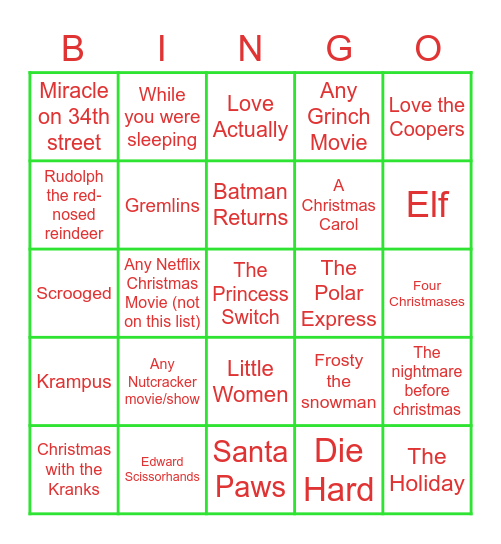 Christmas Bingo Card