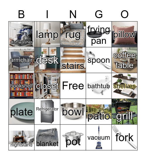 Home Vocab (Our World, Level 2) Bingo Card