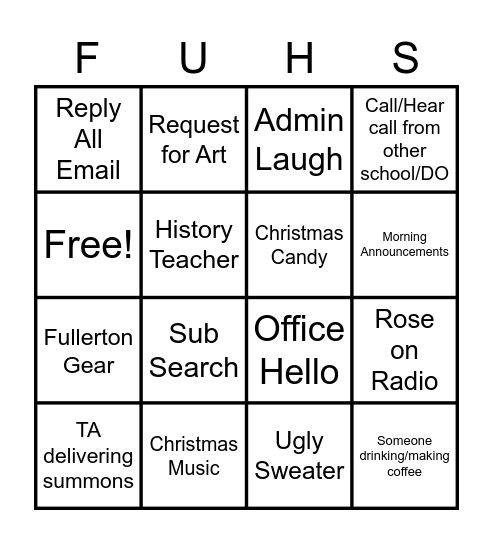 Office Bingo Card