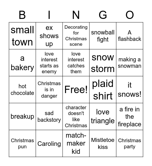 Christmas Movie Bingo Card