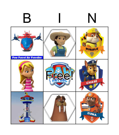 PAW PATROL BINGO Card