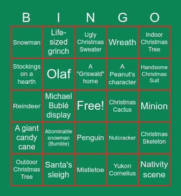 Santanna Christmas Bingo Scavenger Hunt Bingo Card