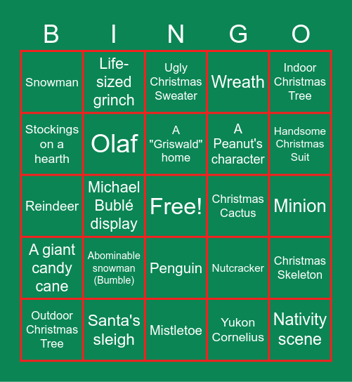 Santanna Christmas Bingo Scavenger Hunt Bingo Card