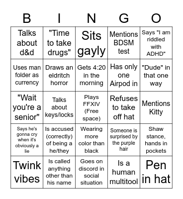 Shaw Bingo Card