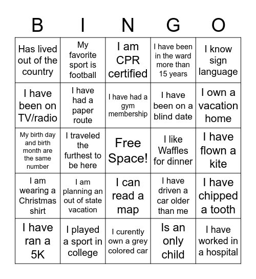 Get to Know You Bingo Card