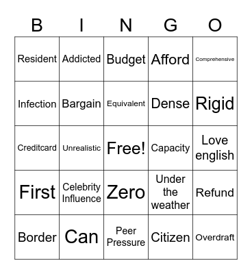 Midterm Review Bingo Card