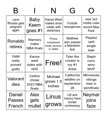 2023 Bingo Card