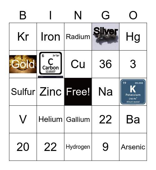 Periodic Table Bingo Card