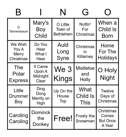 Christmas Bingo 6 Bingo Card