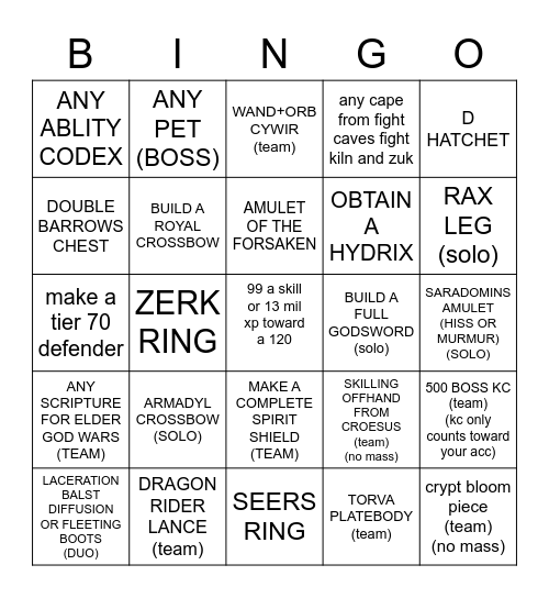 IRON BINGO Card