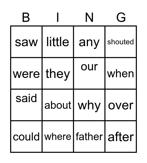 Sight Work Bingo Card