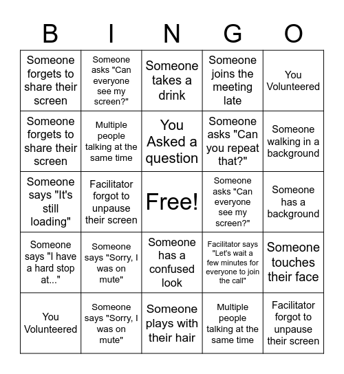 WebEx Bingo Card