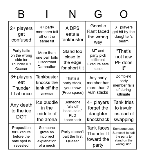 Sophia Unreal Bingo Card